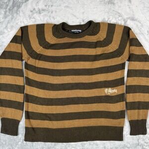 Men's  vintage Billabong striped crewneck sweater Brown Pull Over Sz M